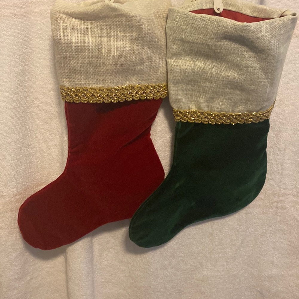 Set of 2 Christmas Stockings for cross stitch or needlework